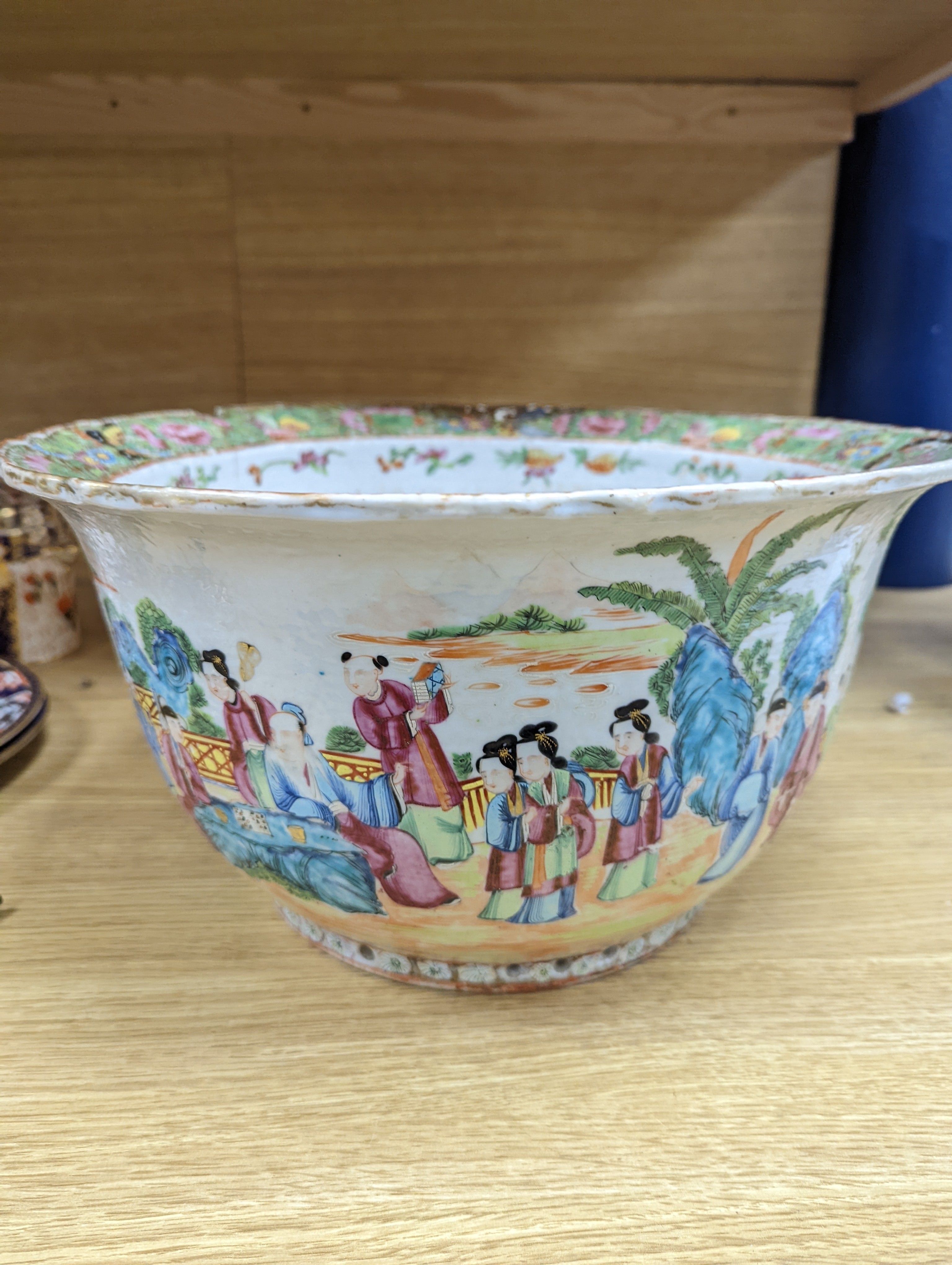 A Large Chinese famille rose flower pot, mid 19th century, 38cm